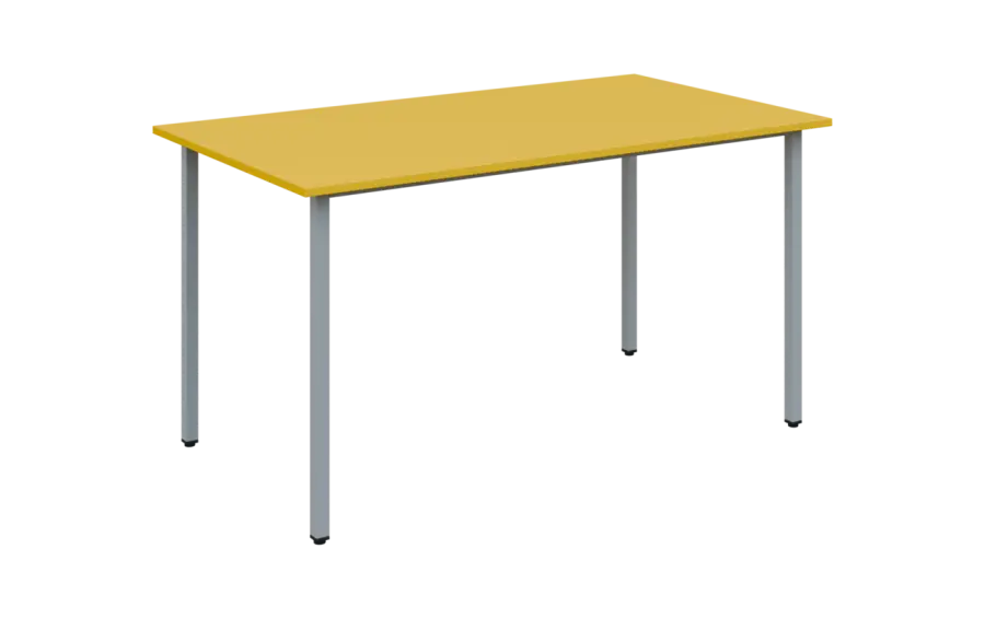 JSB 140N Jídelní stůl 1394 x 800 mm, deska žlutá odio / podnož stříbrná